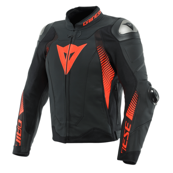 Dainese Super Speed 4 Black Matt Fluo Red Deri Ceket