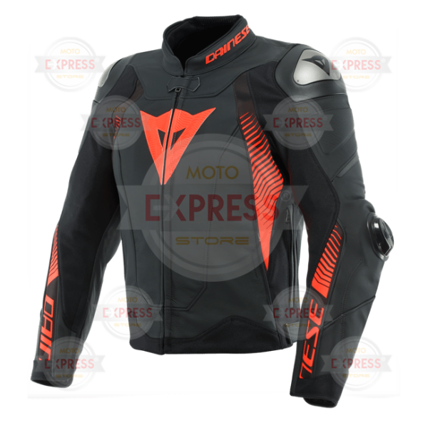 Dainese Super Speed 4 Black Matt Fluo Red Deri Ceket