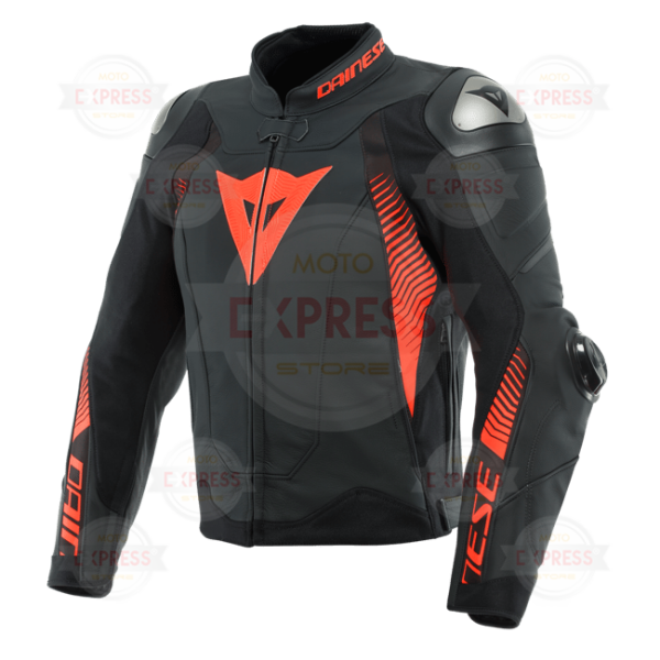 Dainese Super Speed 4 Black Matt Fluo Red Deri Ceket 56