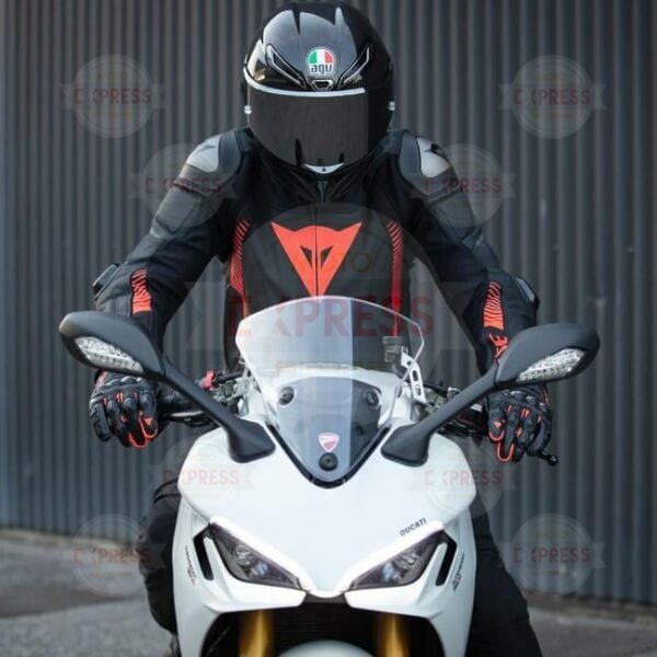 Dainese Super Speed 4 Black Matt Fluo Red Deri Ceket 50