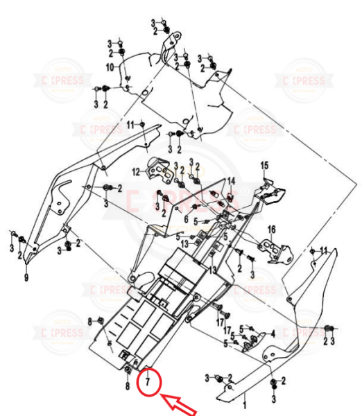 Cf Moto 250NK Arka Sele Altı İç Çamurluk A