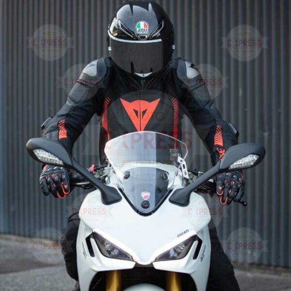 Dainese Super Speed 4 Black Matt Fluo Red Deri Ceket 54
