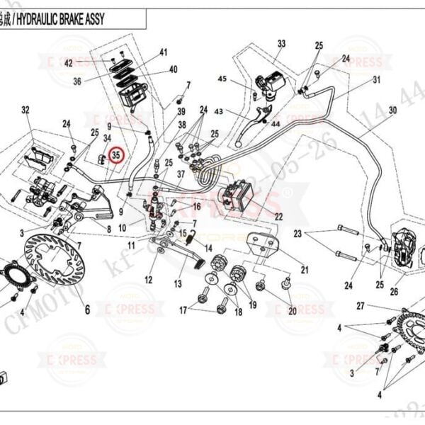 CFMoto 250SR 2020-2025 Arka Fren Kaliperi Hidrolik Hortumu Borusu 35 A
