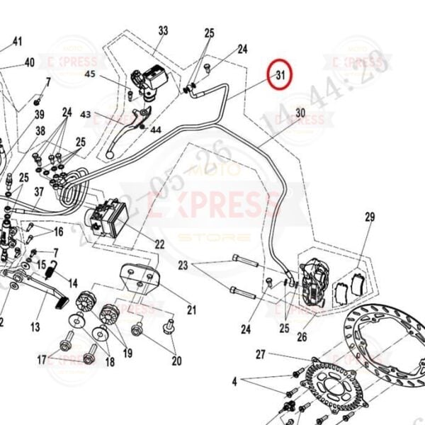 CFMoto 250SR 2020-2025 Ön Üst Fren Hidrolik Hortumu Borusu A