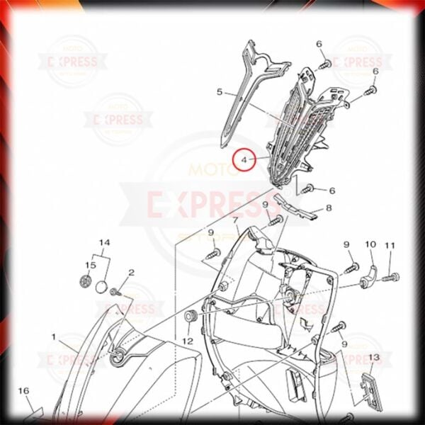 Yamaha Delight115 2013-2016 Ön Göğüs Üstü Nikelaj Dekor Altı Panzolotu