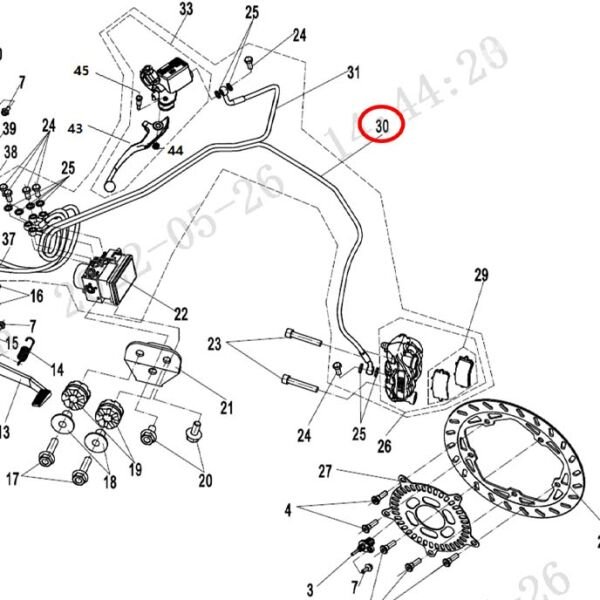 CFMoto 250SR 2020-2025 Ön Alt Fren Hidrolik Hortumu Borusu A