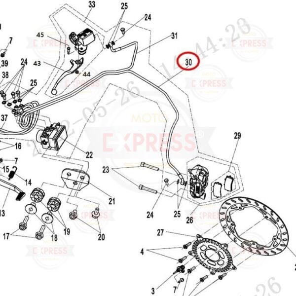 CFMoto 250SR 2020-2025 Ön Alt Fren Hidrolik Hortumu Borusu A