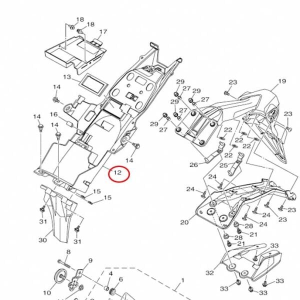 Yamaha YZF R25 MT25 2014-2017 Arka İç Çamurluk İskeleti Akü Kutusu A