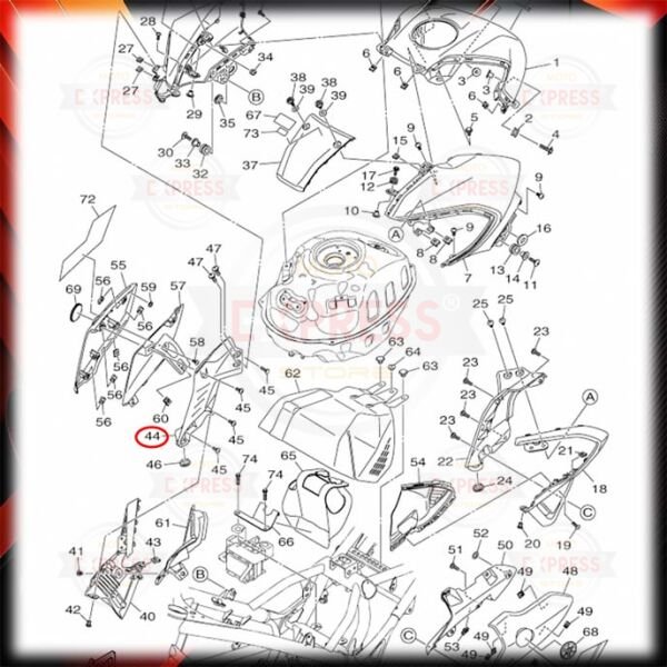 Yamaha MT25 2020-2026 Sağ Depo İç Panzolotu A