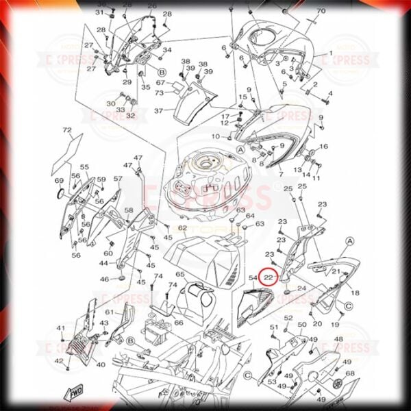 Yamaha MT25 2020-2026 Sol Depo İç Panzolotu