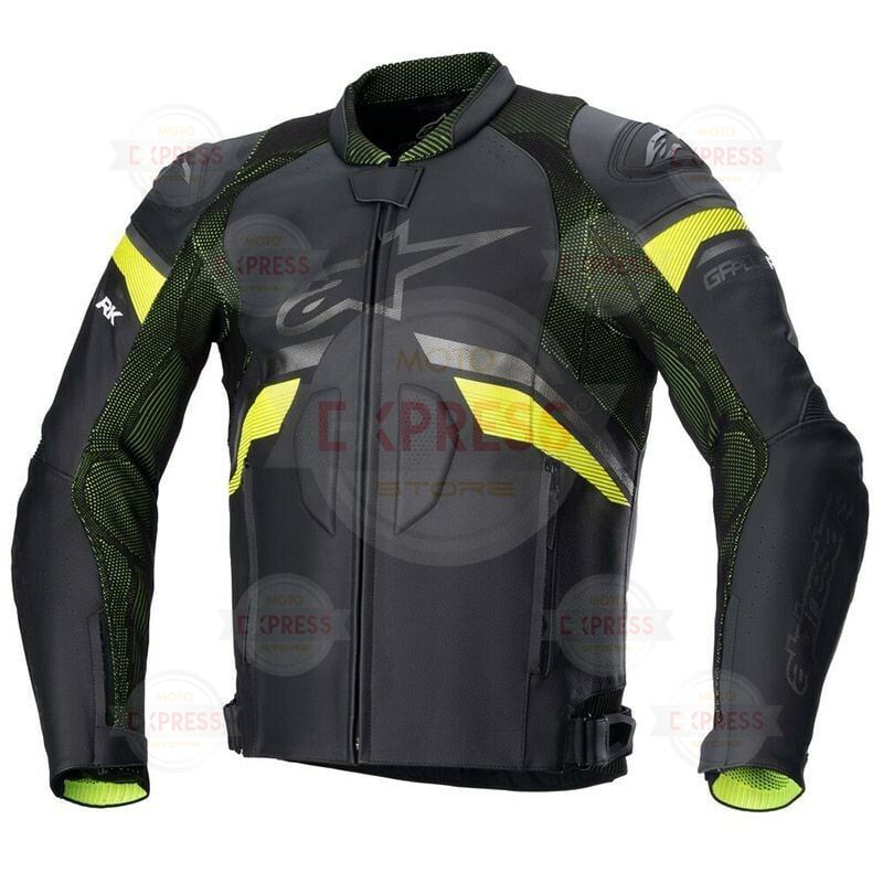 Alpinestars GP Plus R V3 Rideknit Deri Korumalı Motosiklet Montu Siyah / Sarı 50