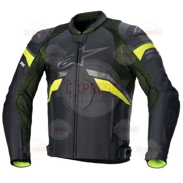 Alpinestars GP Plus R V3 Rideknit Deri Korumalı Motosiklet Montu Siyah / Sarı 50