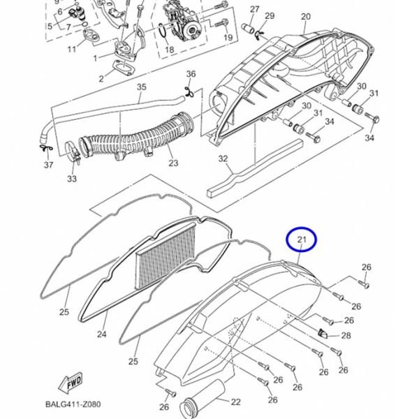 Yamaha Nmax125 Nmax155 2021-2025 Hava Filtresi Kapağı Muhafazası A