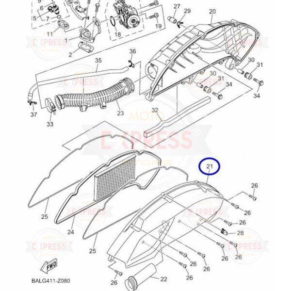 Yamaha Nmax125 Nmax155 2021-2025 Hava Filtresi Kapağı Muhafazası A