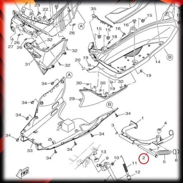 Yamaha Nmax125 Nmax155 2015-2020 Alt Orta Ana Sehpa Mili Saplaması A
