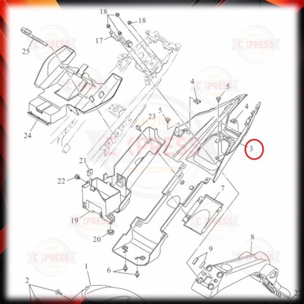 Yamaha Yzf R125 2019-2020 Arka Sele Altı İç Çamurluk Stop Alt Plastik