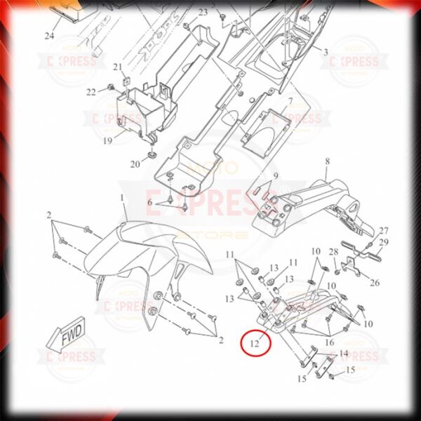 Yamaha Yzf R125 2019-2020 Arka Çamurluk Plakalık Altı Braketi Panzolotu