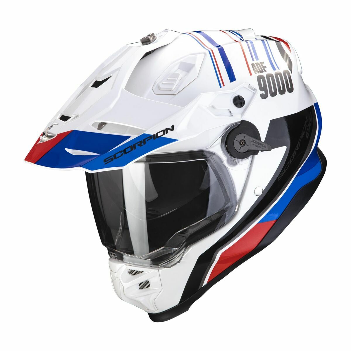 Scorpion ADF-9000 Air Desert Kapalı Motosiklet Kaskı Beyaz / Mavi / Kırmızı XL