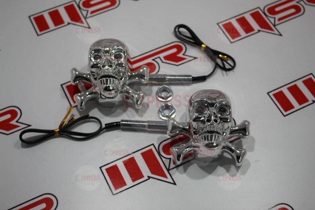 Moto Express SİNYAL LED DEKORATİF CROM KURU KAFA