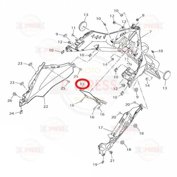 Yamaha Xmax250 2024-2025 Arka Çamurluk İç Grenajı Panzolotu Parçası A
