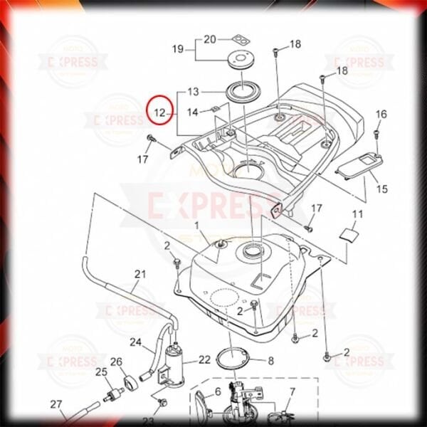 Yamaha RayZR125 Benzin Yakıt Deposu Üstü Grenajı A