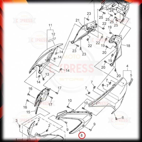 Yamaha RayZR125 Sol Ön Sele Altı V Grenajı A