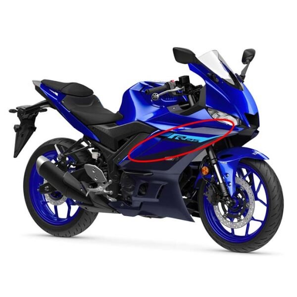 Yamaha YZF R25 2024 Mat Mavi Sağ Sinyal Grenajı Etiketi Sticker