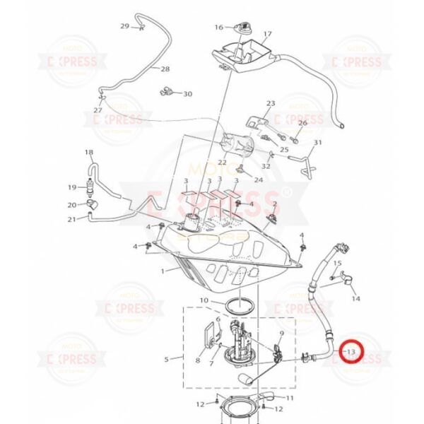 Yamaha Xmax250 Xmax300 2018-2025 Benzin Yakıt Hortumu A
